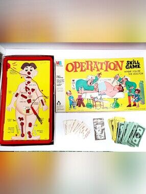 Vintage 1965 Operation Board Game Milton Bradley Rare Smoking Surgeon Box Comple